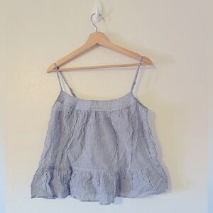 J. Crew Navy Stripe Crinkle Cotton Tank Top